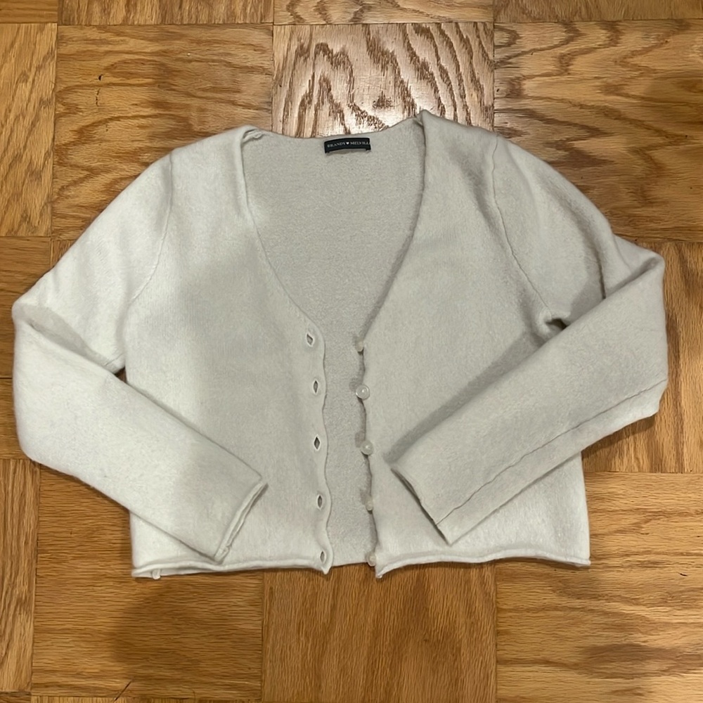 Brandy Melville cream colored cropped wool cardigan